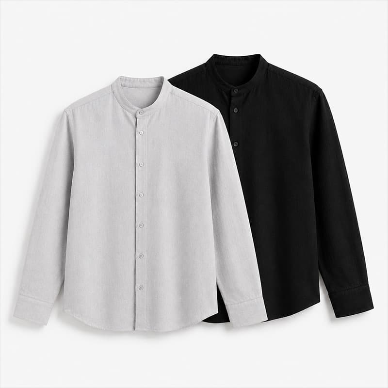 2 сорочки зі стійкою — стильний набір зі знижкою Black + Grey