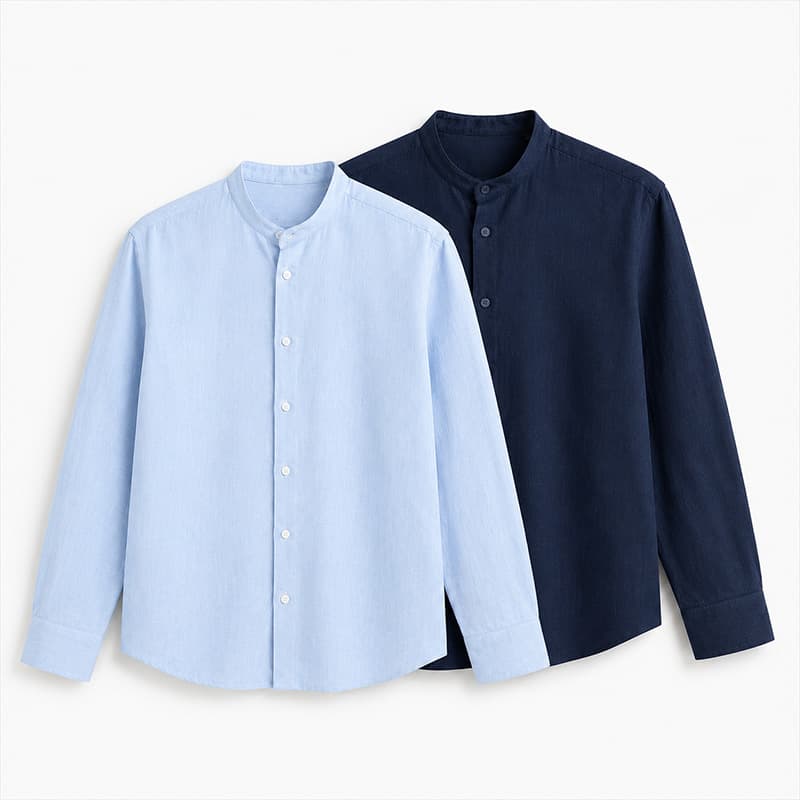 2 базові сорочки зі стійкою — універсальна комбінація Dark Blue + Blue