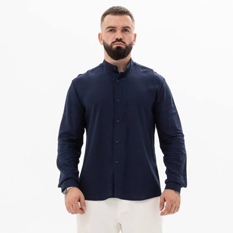 2 базові сорочки зі стійкою — універсальна комбінація Dark Blue + Blue